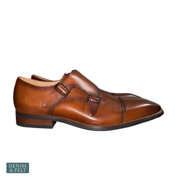 NEW‎ La Milano Clark Cognac Double Monk Strap Cap Toe Dress Shoes Leather Formal main image 16